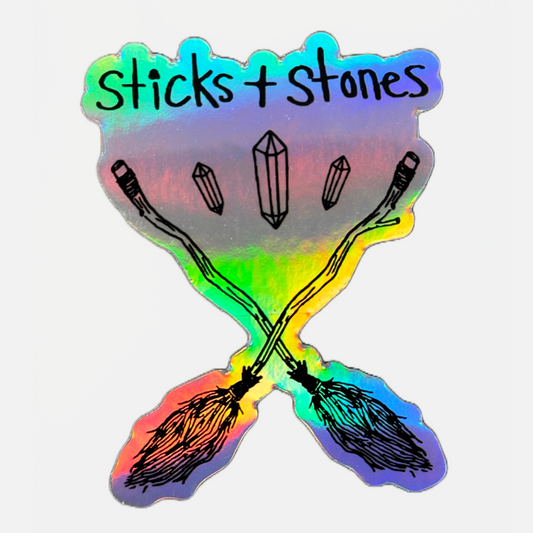 Sticks & Stones 3" Holographic Sticker